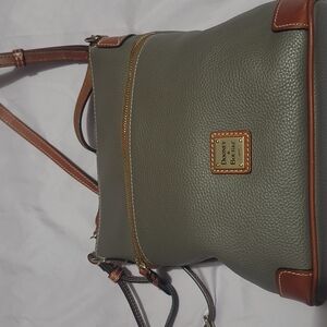 Dooney & Bourke Green and Brown Crossbody Bag with Leather Accents